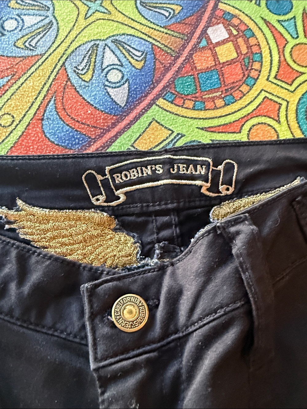 Robin's Jean Black Studded Cargo Capris - Picture 2 of 9
